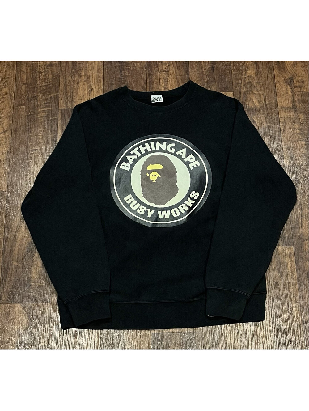 A Bathing Ape Bape Logo Crew Neck Pullover Sweatshirt Large